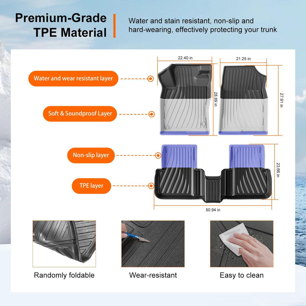 powoq Floor Mats Compatible with 2022-2026 Honda Civic Hatchback Cargo Mat Floor Liner Back Seat Protector TPE Replacement for 2022 2023 2024 2025 2026 Honda Civic Accessories (Trunk Mat+Floor mats)