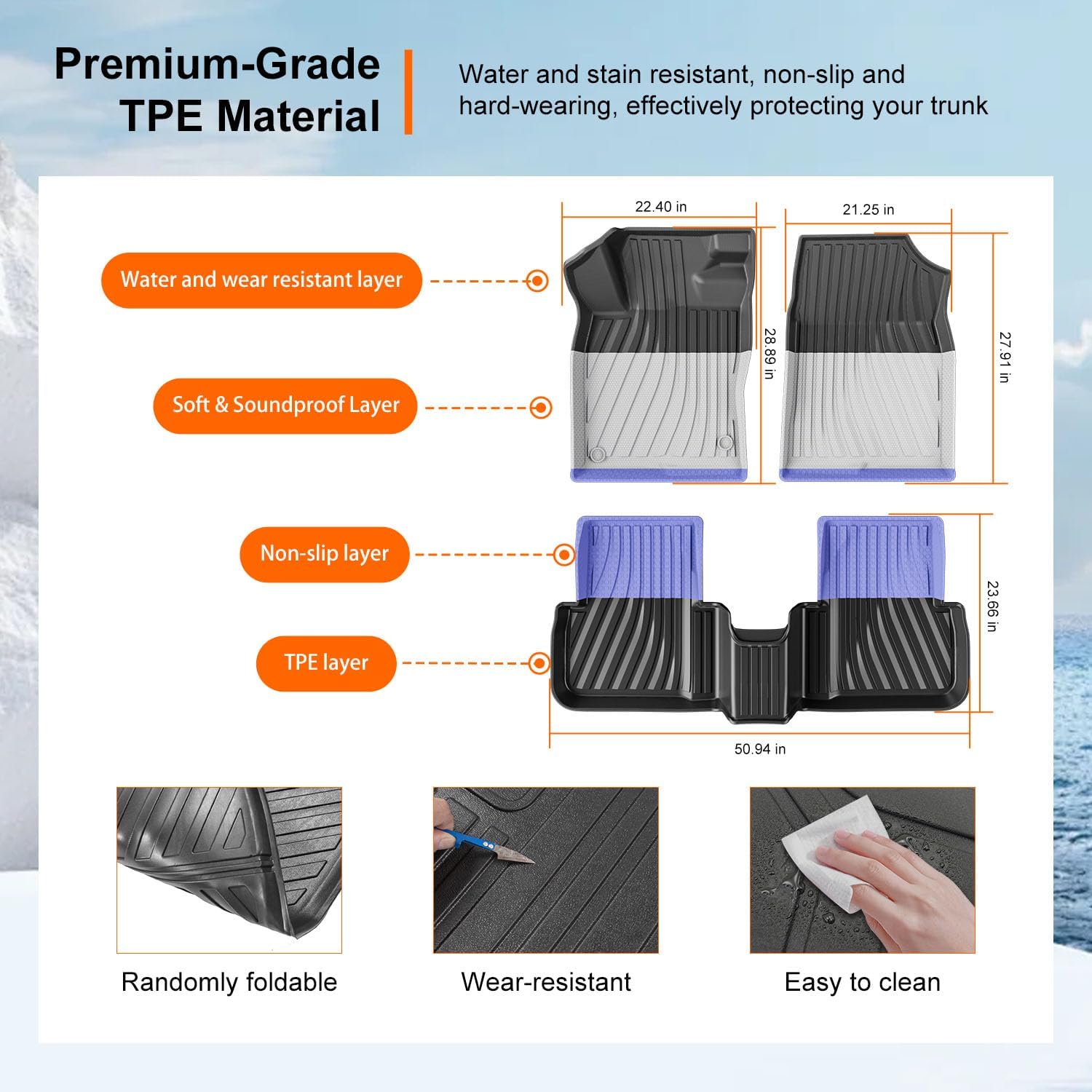 powoq Floor Mats Compatible with 2022-2026 Honda Civic Hatchback Cargo Mat Floor Liner Back Seat Protector TPE Replacement for 2022 2023 2024 2025 2026 Honda Civic Accessories (Trunk Mat+Floor mats)