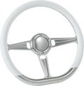 14' Satin Billet Steering Wheel with Half Wrap and Horn Button (White)