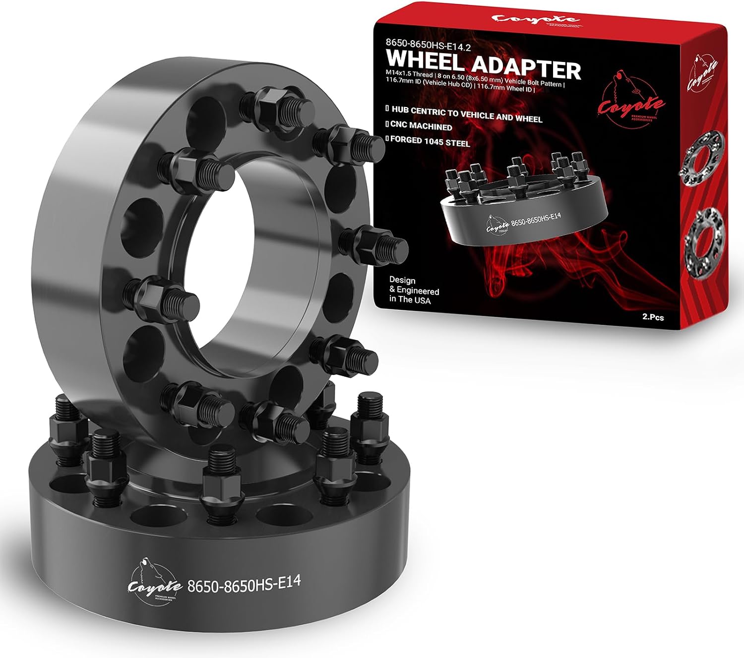 Wheel Accessories Parts 2 Pcs Steel Hub Centric Wheel Spacers 8 on 6.50 2 Inch Thick 116.7mm Hub M14x1.5 14x1.5 Thread Stud Fits Chevy Silverado 2500 3500 GMC Sierra 2500 3500 SRW ｜DRW Front Only