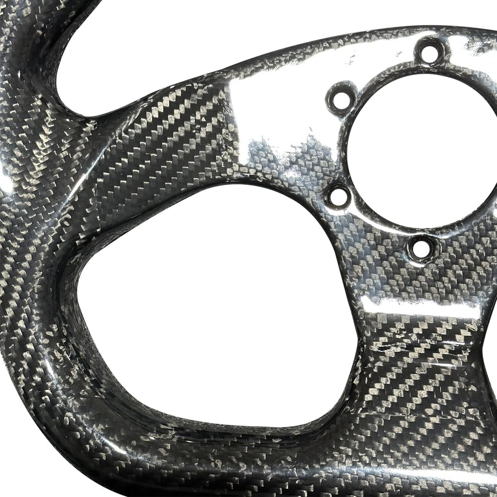 Universal 320mm Real Carbon Fiber Racing Steering Wheel Black (02) | Flat Bottom D shaped ,hard and lightweight ,6 Holes Semicircle Jet