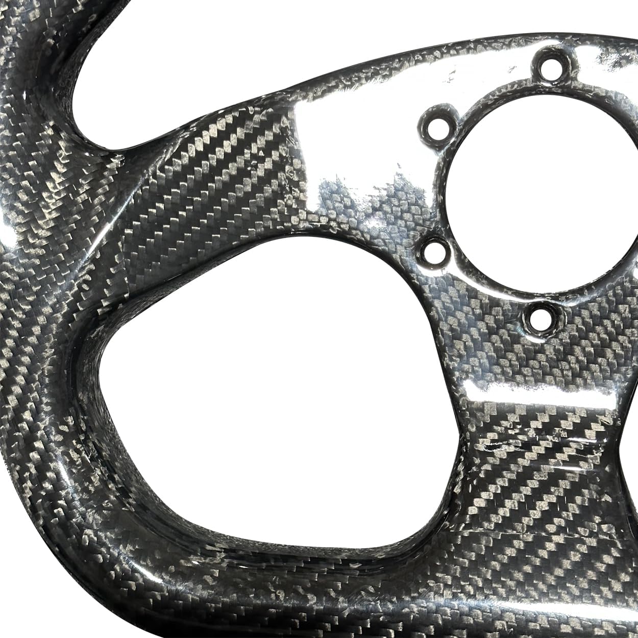 Universal 320mm Real Carbon Fiber Racing Steering Wheel Black (02) | Flat Bottom D shaped ,hard and lightweight ,6 Holes Semicircle Jet
