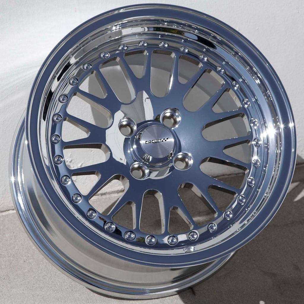 Circuit Performance CP21 15×8 Chrome Wheel 4×100 [+25mm] compatible with Honda Civic EK EG, Acura Integra, BMW E30, Mazda Miata
