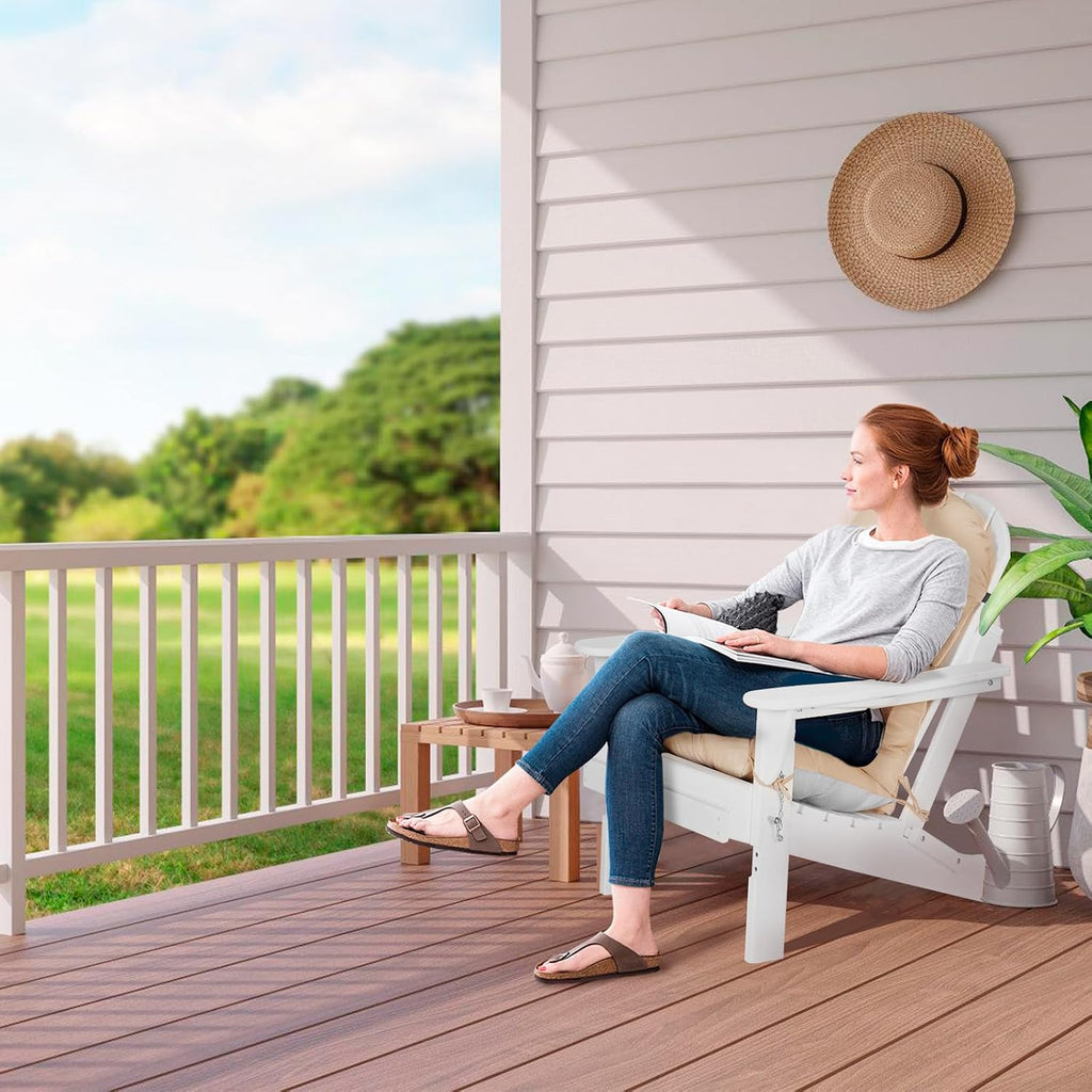 Adirondack Chair Cushions Set of 4, Thick High Back Rocking Chair Cushion 47x19.6x4 Inch, Folding Patio Pads with Ties, Waterproof & Fade-Resistant Seat Pads Indoor/Outdoor (Khaki)