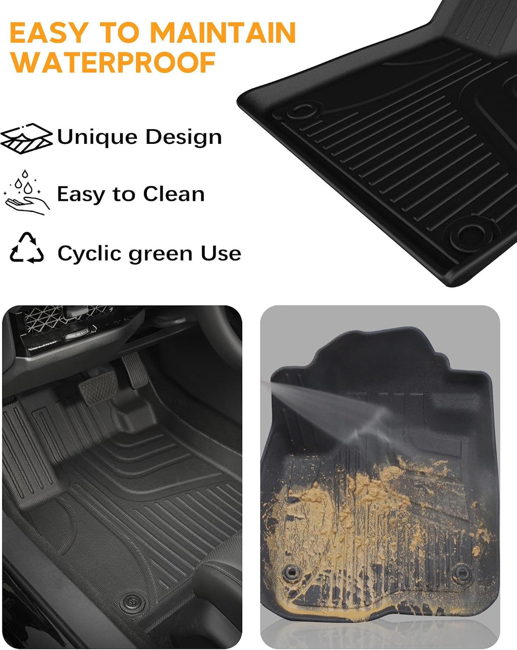 Floor Mats & Cargo Mat & Backrest Mat for Honda Passport 2019-2025 | All Weather Custom Fit Car Floor Liner, 1st & 2nd Row & Trunk Mat, Black (EX-L/TrailSport/Elite/Touring/Sport/Black Edition)
