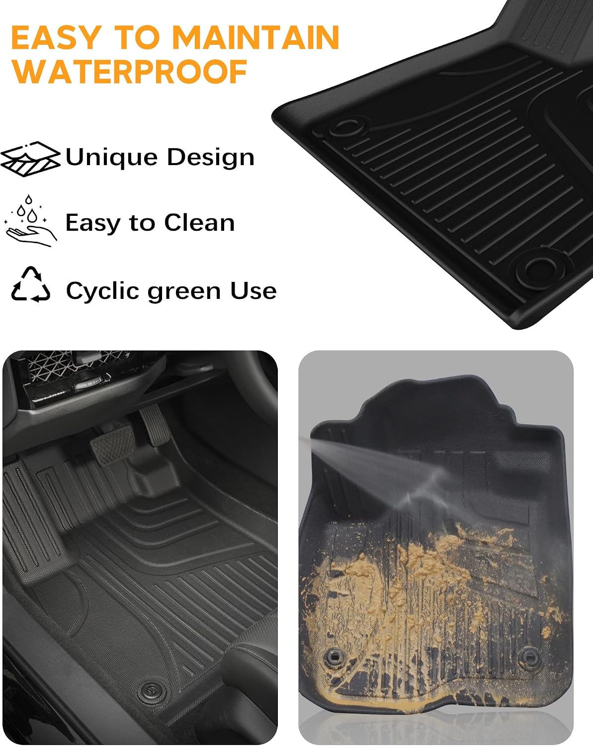 Floor Mats & Cargo Mat & Backrest Mat for Honda Passport 2019-2025 | All Weather Custom Fit Car Floor Liner, 1st & 2nd Row & Trunk Mat, Black (EX-L/TrailSport/Elite/Touring/Sport/Black Edition)