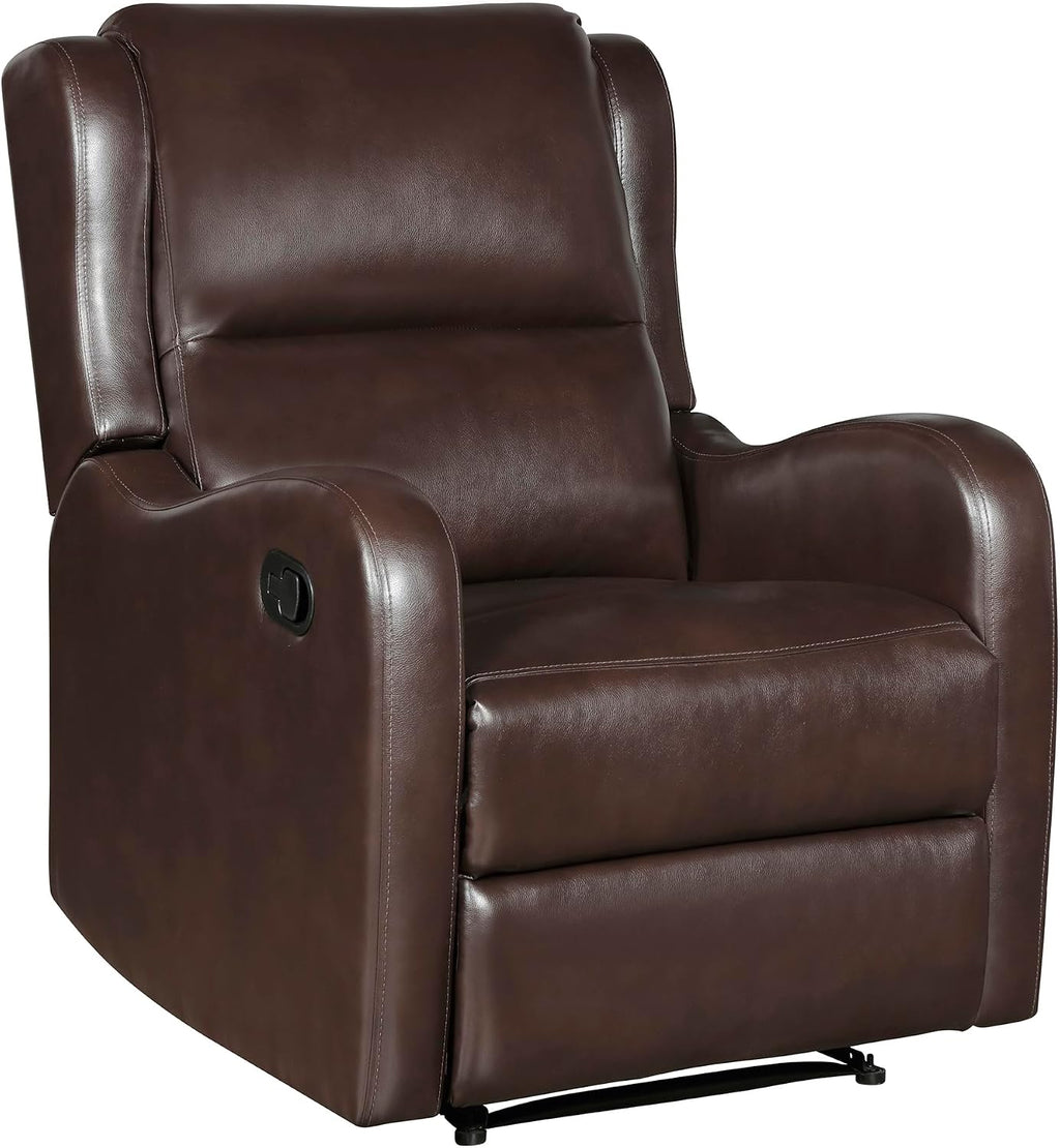 Lexicon Manual Recliner Chair, Reclining Sofa Chair, Home Theater Seating, Wall Hugger, Manual Recliner for Living Room/Office/Apartment, Easy Assembly, Brown Faux Leather