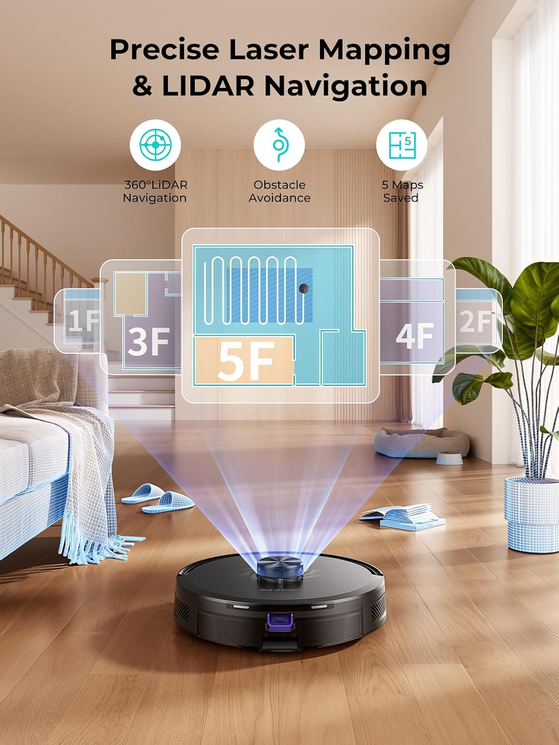 Robot Vacuum and Mop, Upgraded Bagless Robot Vacuum Cleaner with Self-Emptying, 6000Pa Robotic Vacuum with LiDAR Navigation, Smart Mapping, Schedule, App/Alexa Control for Carpet/Pet Hair, Q20 Ultra