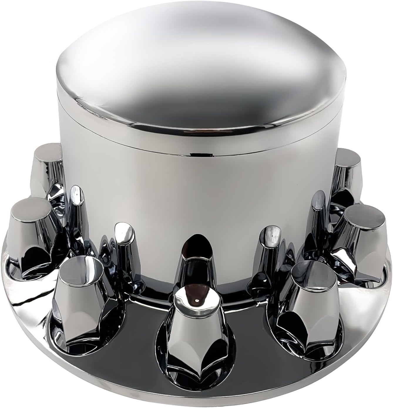 TORQUE Chrome Front and Rear Axle Complete Wheel Cover Set 33mm Screw-on Lug Nut Covers for Semi Trucks (Installation Tool Included) Standart Hub Caps Kit (2 Front & 4 Rear) (TR082)
