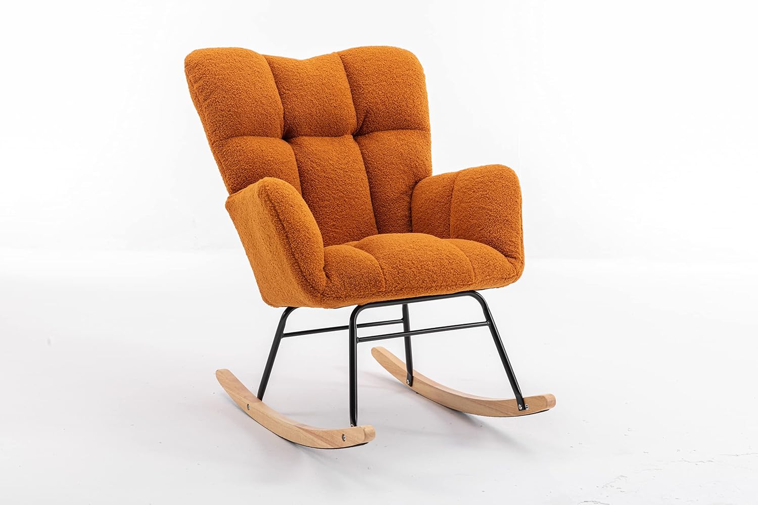 Rocking Chair Nursery Gilder, 31.5' D×27.6' W×37.4' H, Soft Teddy Fabric, 250LBS Capacity, Living Room & Nursery Accent Furniture