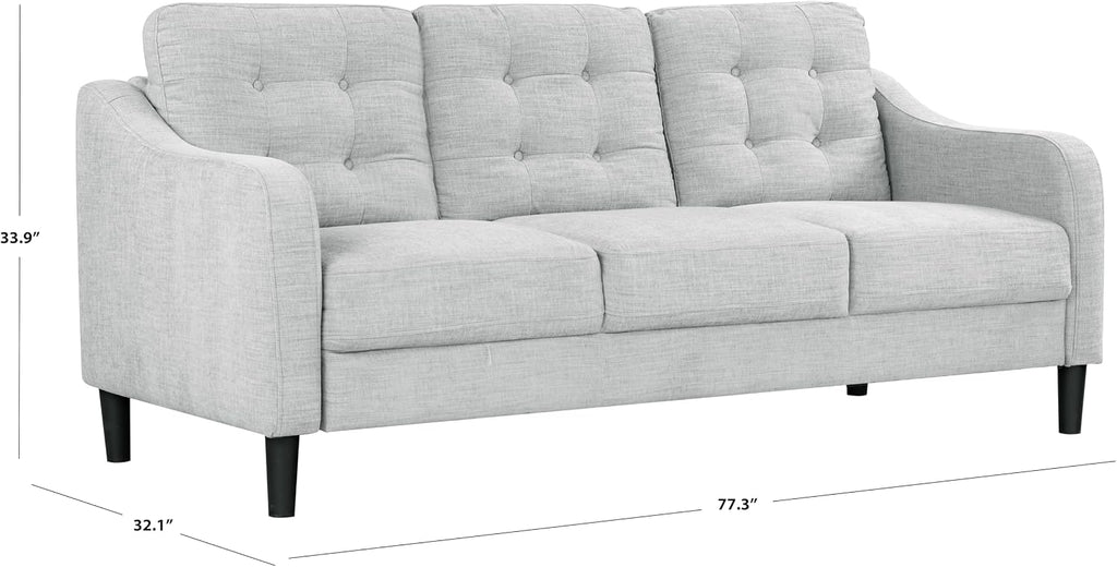 SAFAVIEH Couture Furniture Collection Nathaniel Light Grey Tufted 3-Seater Sofa
