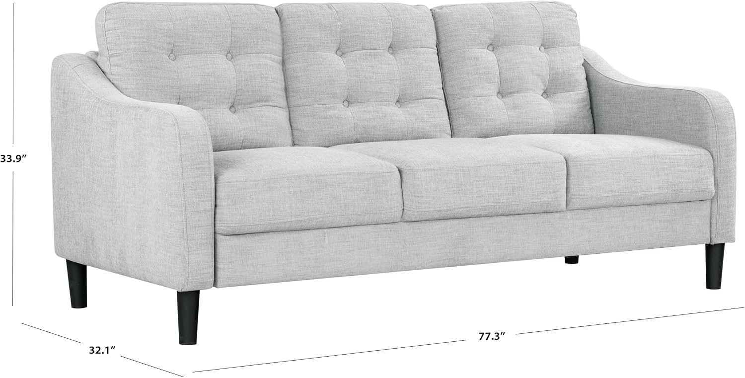SAFAVIEH Couture Furniture Collection Nathaniel Light Grey Tufted 3-Seater Sofa
