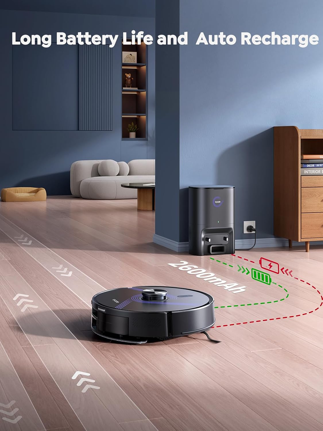 Vyzzle Robot Vacuum and Mop, 4-in-1 Robotic Vacuum Cleaner with Self-Emptying Base, 8000Pa Vacuum Robot with LiDAR Navigation, 60 Days Capacity, Ideal for Pet Hair, Hard Floors, Carpet, E20
