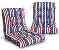 EAGLE PEAK Tufted Outdoor/Indoor Seat/Back Chair Cushions, 2 Pack, 42'' x 21'', American Flag