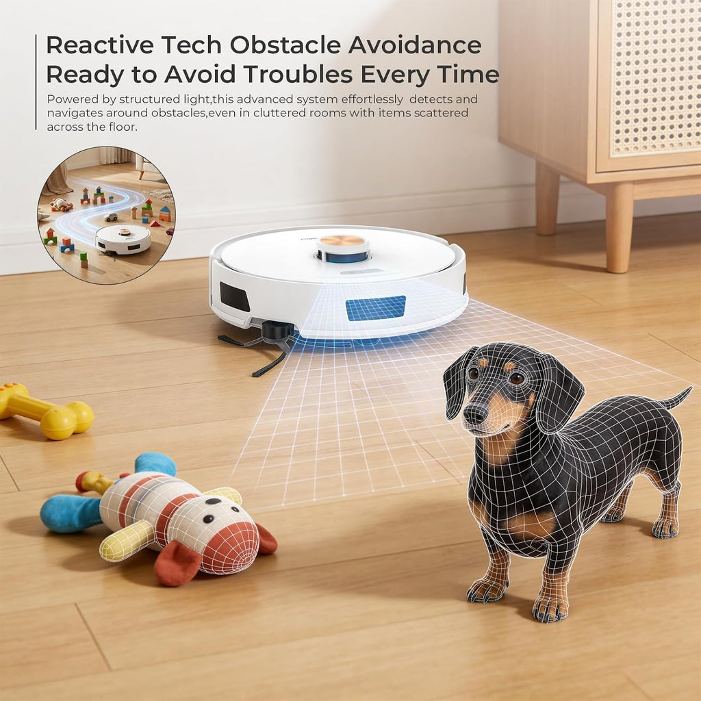 Robot Vacuum and Mop with Smart Mechanical Arm, 10000Pa Robotic Vacuum, 150 Mins Runtime, APP/Alexa, Multi-Floor Mapping, Self-Charging for Pet Hair, Carpet and Hard Floor