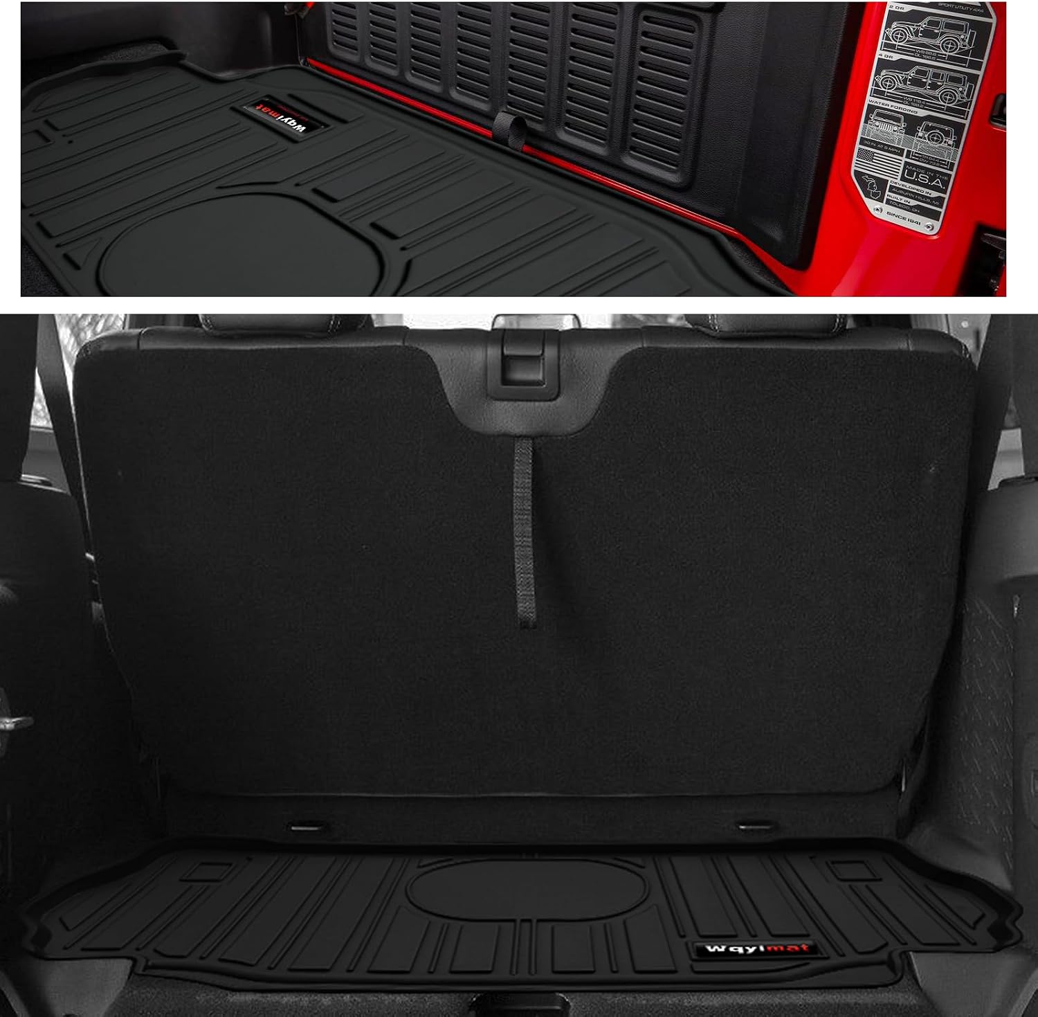 for 2007-2018 Jeep Wrangler JK 2 Door Floor Mats & Cargo Liner,TPE All Weather Car Liners Accessories,Custom Fit 1st & 2nd Row Floor Liners and Trunk Mat (for 2007-2018 Jeep Wrangler JK 2 Door)