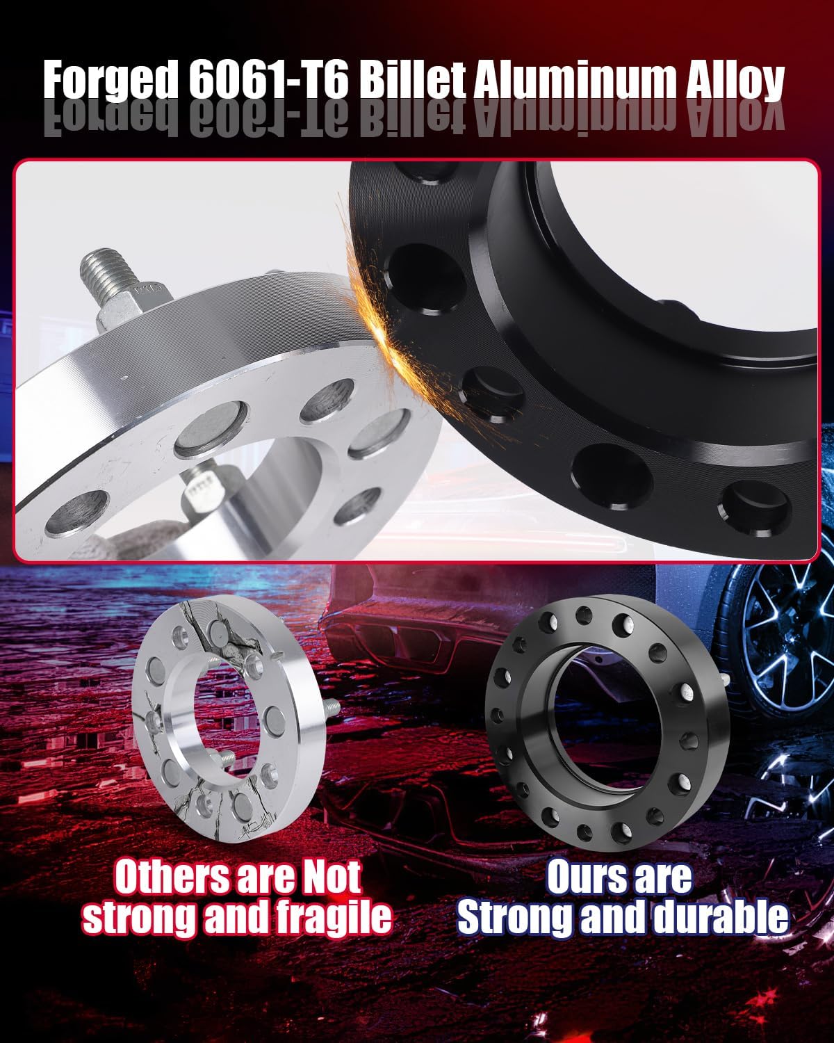 FLYCLE 8x200 Hubcentric Wheel Spacers, 2 inch 8x200mm Wheel Spacer M14x1.5 Studs & 142mm Hub Bore for Front Wheels 2005-2025 F350 Super Duty DRW, 2019-2025 Ram 3500 DRW