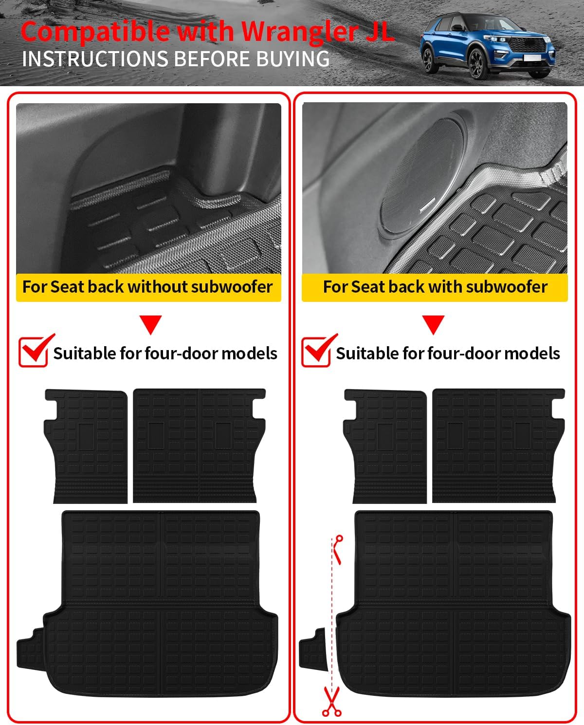 Floor Mats Compatible with 2020-2025 Subaru Outback Cargo Liner Cargo Mat Trunk Liner TPE All Weather Back Seat Cover Protector 2024 Outback Accessories (Trunk Mat+Bakcrest Mats+Floor Mats)
