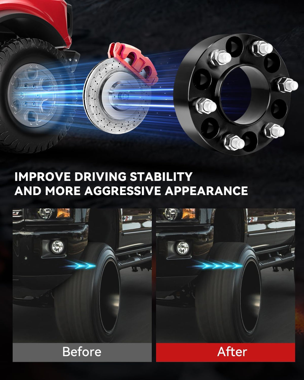 YIZBAP 4PCS 6x135 to 6x5.5 Wheel Adapters for Sliverado 1500 Wheels on F150 Vehicle, 1.5 inch 6x135mm to 6x139.7mm Wheel Adapters 78.1mm Hub Centric and 87.1mm Hub Bore with M14x1.5 Studs