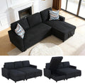 Queen Sleeper Sofa, 83 Inch Convertible Sofa Bed with Storage, Modular Sectional Couch with Pull Out Bed, L Shaped 3 Seat Sectional Sleeper Sofa for Living Room, Apartment, Black