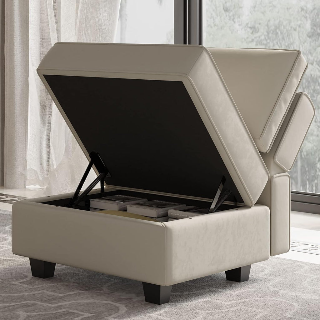 Belffin Modular Sofa Couch with Storage Seats Sectional Sofa Velvet Sofas for Living Room Grey