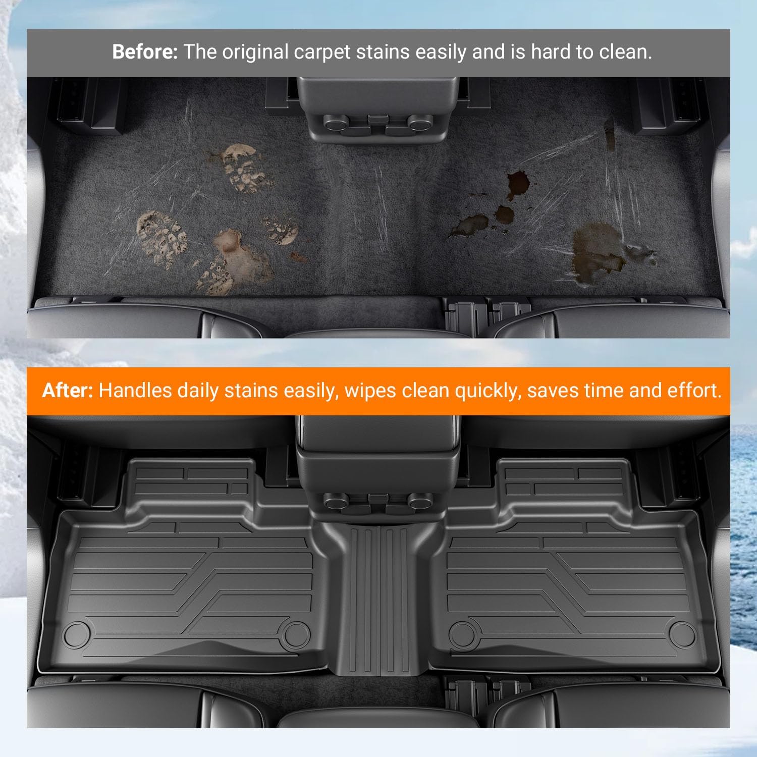 powoq 7 Seats Floor Mats Compatible with 2020-2026 Ford Explorer Cargo Mat Floor Liner Cargo Liner TPE Replacement for 2020-2026 Ford Explorer Accessories (Trunk Mat with Backrest Mat+Floor Mats)