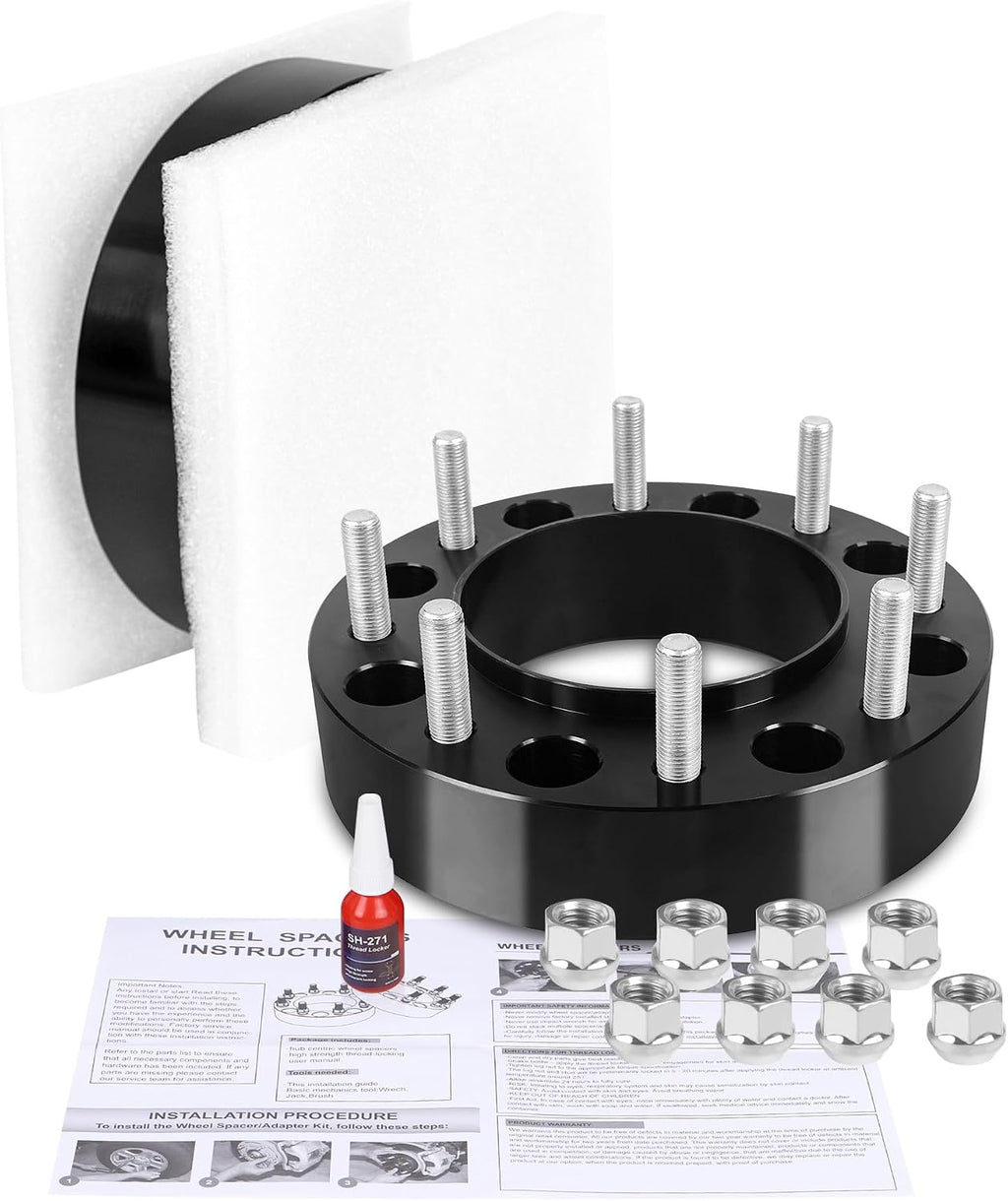 YIZBAP 2PCS 8x210 Hubcentric Wheel Spacers, 2 inch 8x210mm Wheel Spacers 154.2mm Hub Bore with M14x1.5 Thread Pitch for Front Wheels 2011-2023 Silverado 3500 HD Sierra 3500 HD Dually Front Only