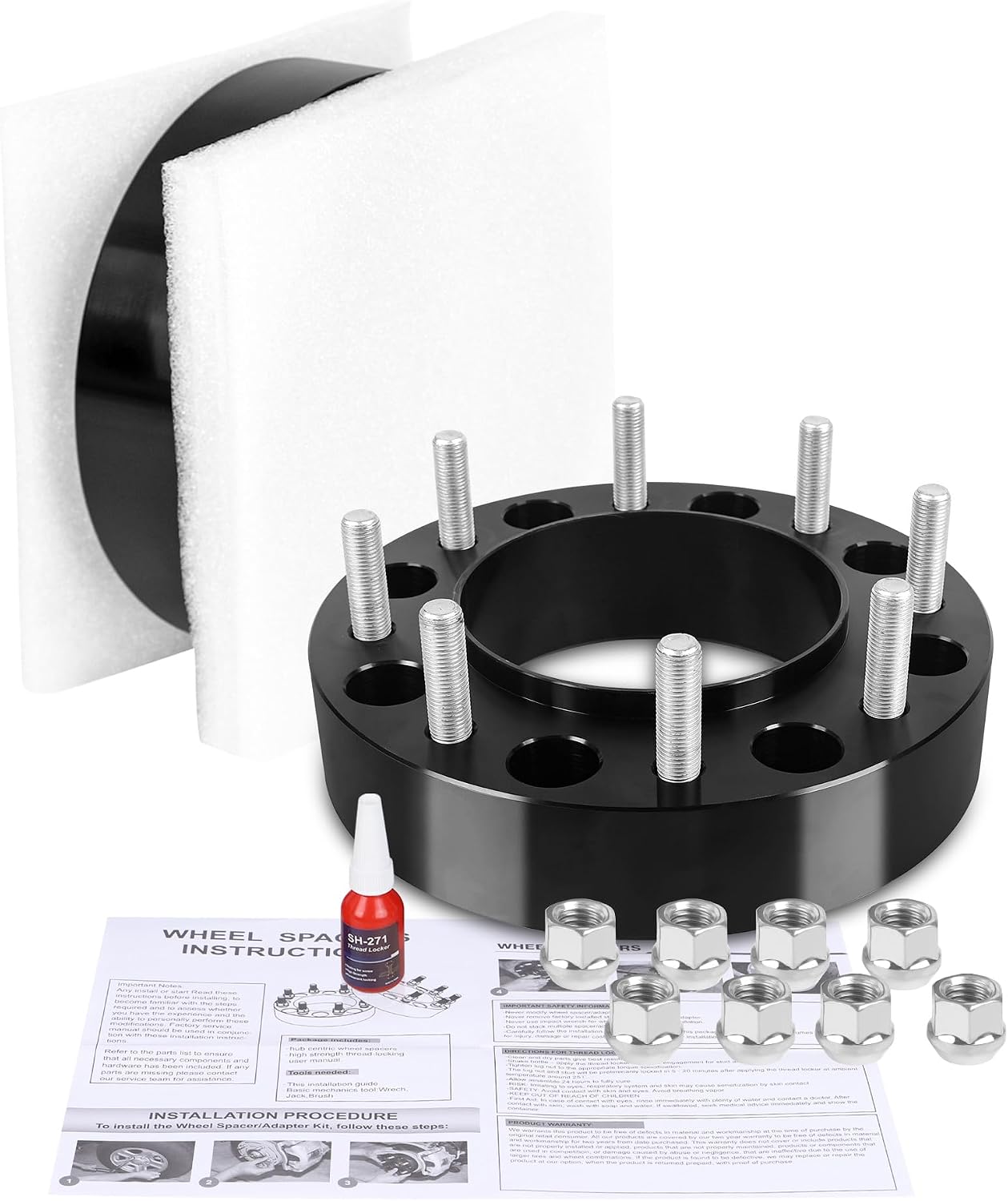 YIZBAP 2PCS 8x210 Hubcentric Wheel Spacers, 2 inch 8x210mm Wheel Spacers 154.2mm Hub Bore with M14x1.5 Thread Pitch for Front Wheels 2011-2023 Silverado 3500 HD Sierra 3500 HD Dually Front Only