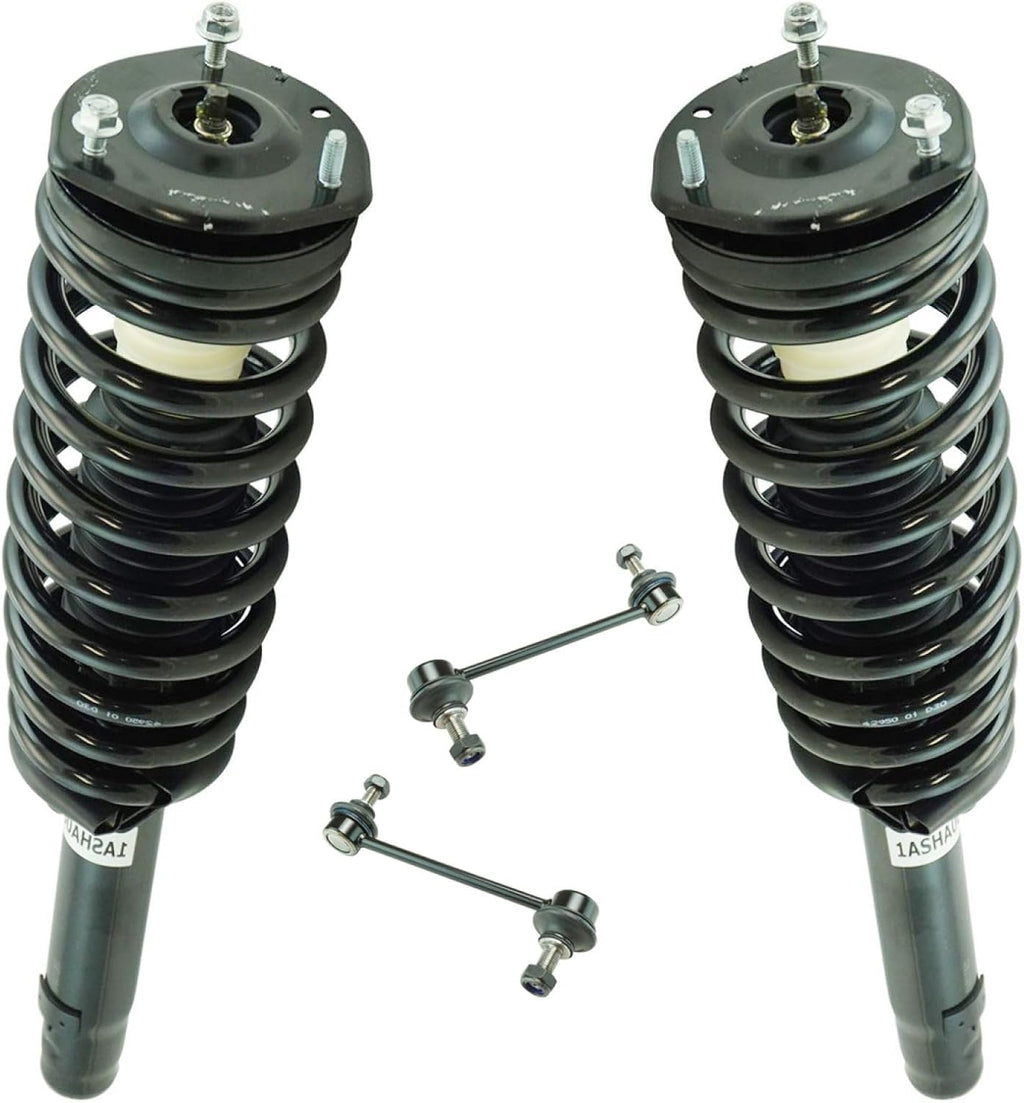 TRQ Front Suspension Kit Shock & Spring Strut Assembly Sway Bar Stabilizer Link Compatible with 2010-2012 Ford Fusion 2010-2011 Mercury Milan