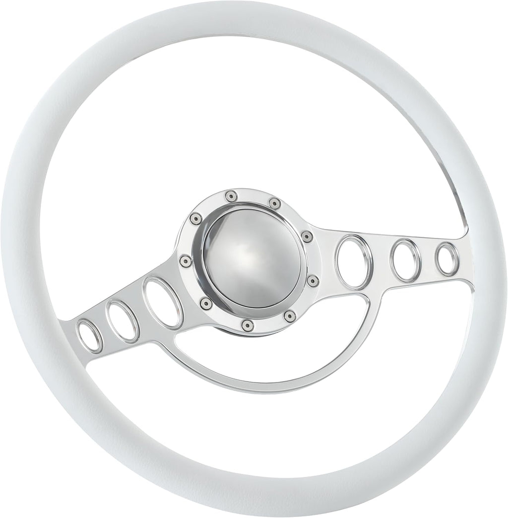 15.5' Billet Steering Wheel with Half Wrap and Horn Button-White