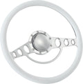 15.5' Billet Steering Wheel with Half Wrap and Horn Button-White