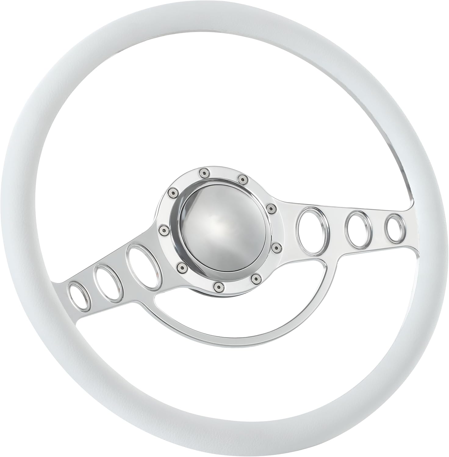 15.5' Billet Steering Wheel with Half Wrap and Horn Button-White