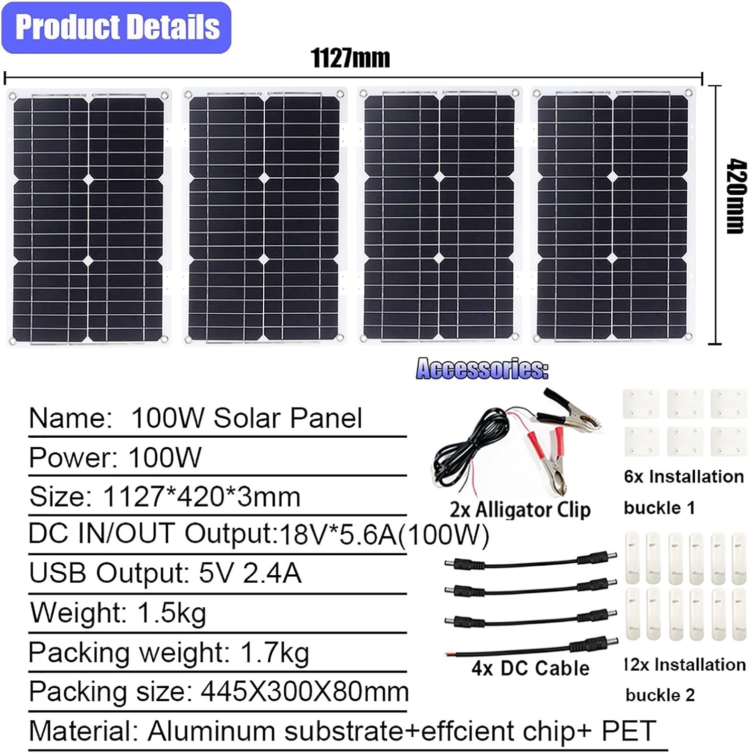 10000W Complete Solar Inverter Kit Rv Solar Panel Kit Includes 50A Controller And100W Solar Panel Suitable for Home and Outdoor Power Generation(12V-220V)