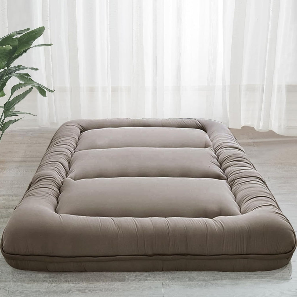 MAXYOYO 6' Extra Thick Japanese Floor Mattress Futon Mattress, Foldable Tatami Pad for Adults, Roll Up Floor Mat for Living Room Guest Room RV, Dark Grey, Full