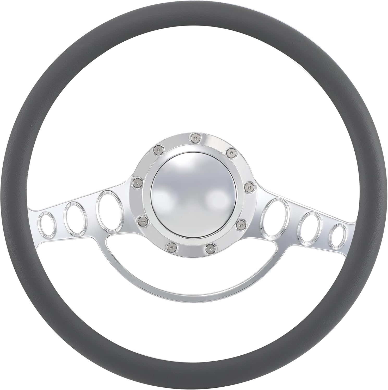 15.5'' Billet Half Wrap 9 Bolts Steering Wheel with 2'' Dish and Horn Button(Dark Grey)