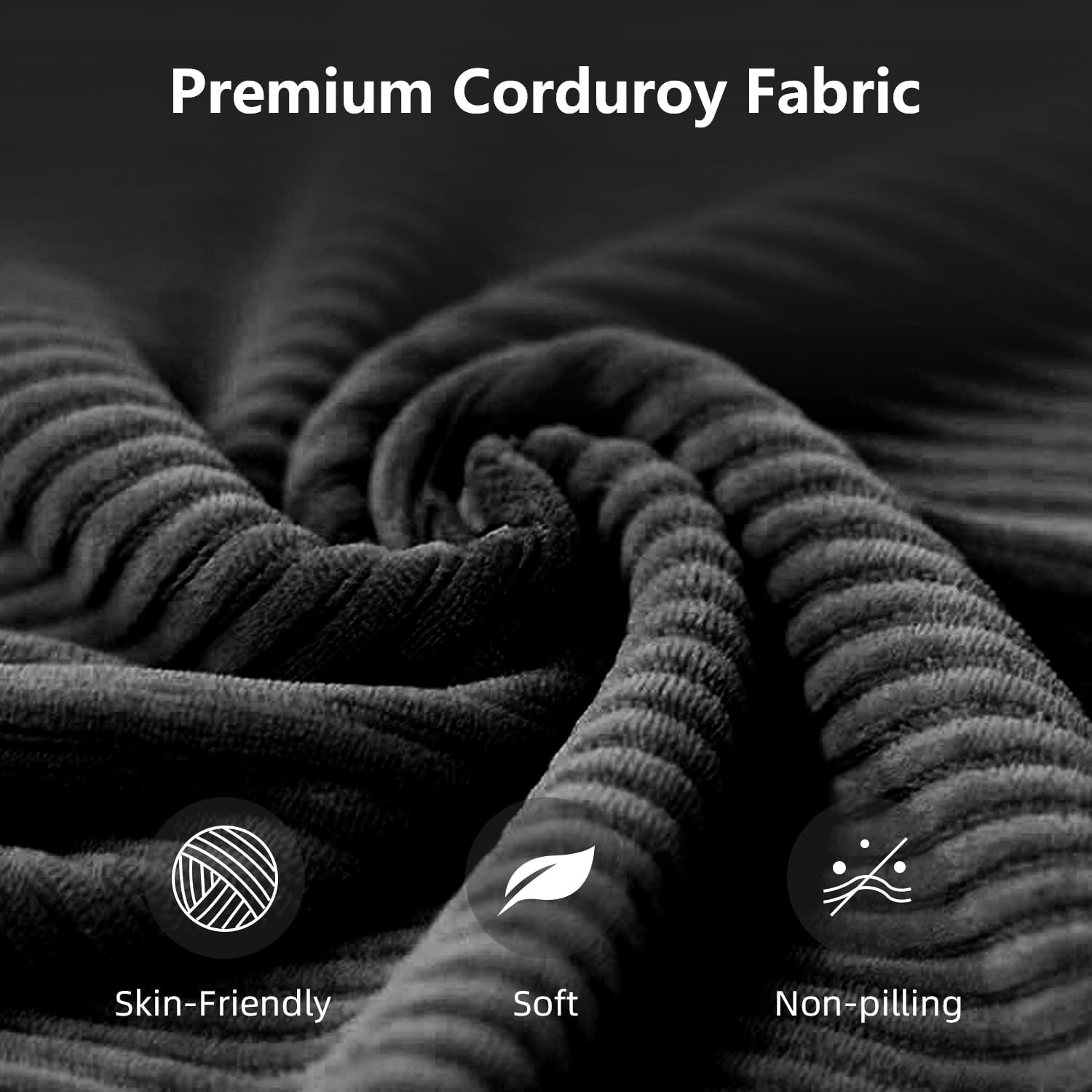 110' Sectional Couches for Living Room, 3 Seat Grey Corduroy Convertible Boneless Couches Sofa Bed with Pillows, Home Sofa Living Room Bedroom, Memory Foam Modular Couch Daybed Lazy Floor Bed
