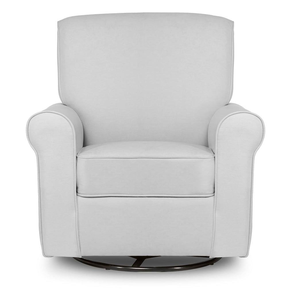 Evolur London Upholstered Plush Seating Glider Swivel, Ergonomically Designed for Nursery in Misty Grey, Tool-Free Assembly, Easy to Clean, Greenguard Gold Certified, Environmentally Conscious Glider