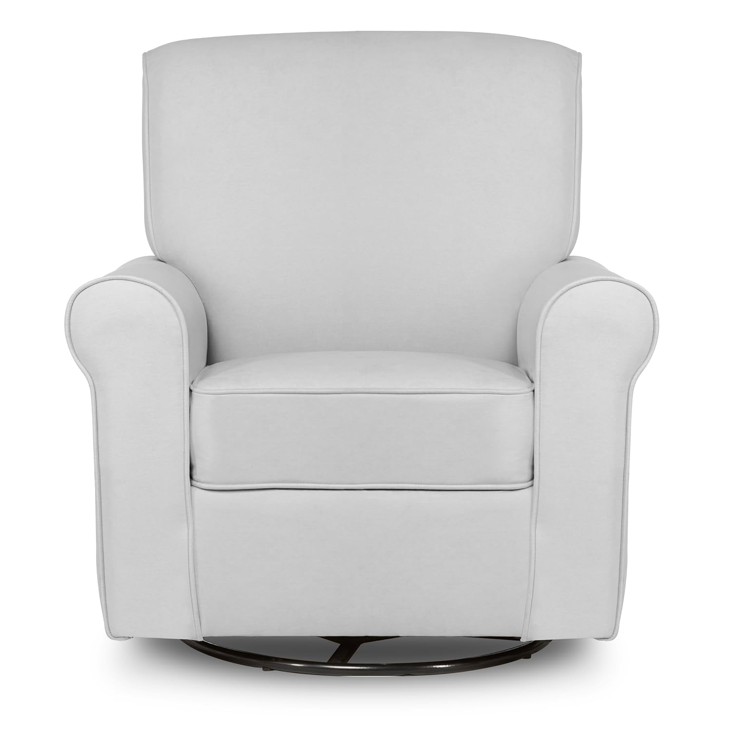 Evolur London Upholstered Plush Seating Glider Swivel, Ergonomically Designed for Nursery in Misty Grey, Tool-Free Assembly, Easy to Clean, Greenguard Gold Certified, Environmentally Conscious Glider