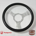 14'' Bonjo Billet Half Wrap 9 Bolts Steering Wheel with 2'' Dish and Horn Button(Carbon Vinyl)