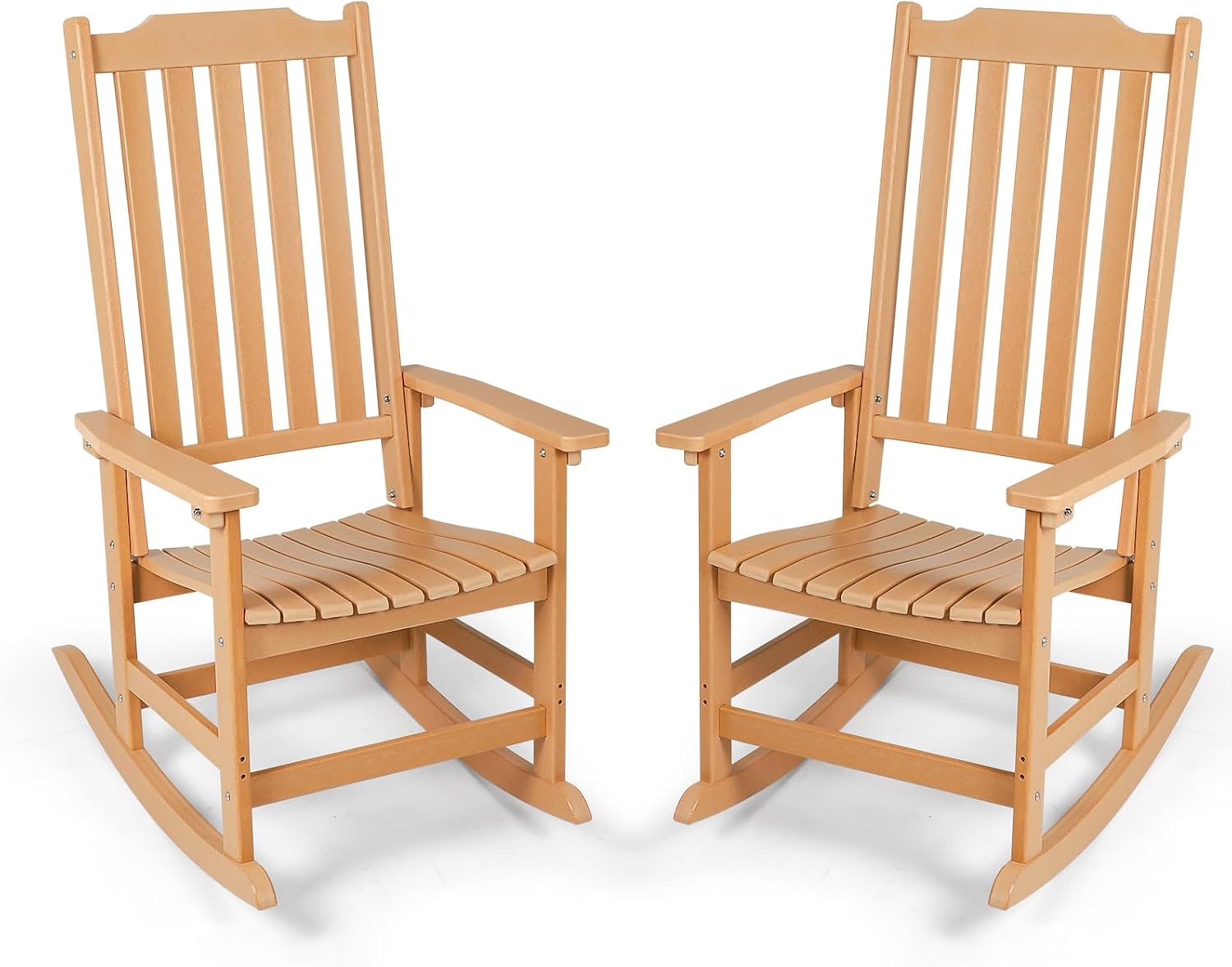 Outdoor Rocking Chairs Set of 2, Oversized All Weather High Back Porch Rocker, Patio Rockers for Outside