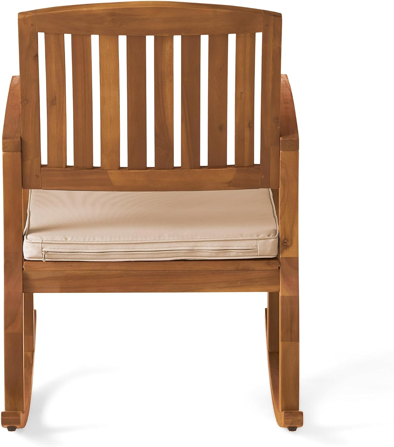 Acacia Wood Outdoor Rocking Chair with Cushions,Weather-Resistant Hardwood & Included Water-Resistant Cushions， Comfortable Slat Back Design for GardenLawn