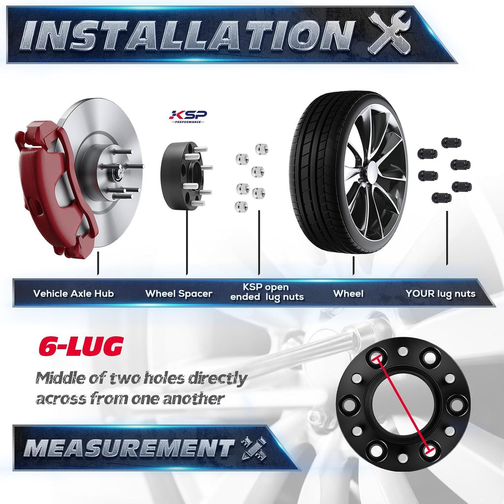 KSP 6x5.5 Wheel Spacers 2 Inch for Silverado 1500 Sierra 1500, 6x139.7 M14x1.5 Studs 78.1mm Hub Bore Forged Spacer fits Yukon XL, Tahoe, Escalade Avalanche,2pcs