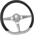 14' Satin Billet Steering Wheel Half Wrap with Horn Button-Carbon Vinyl