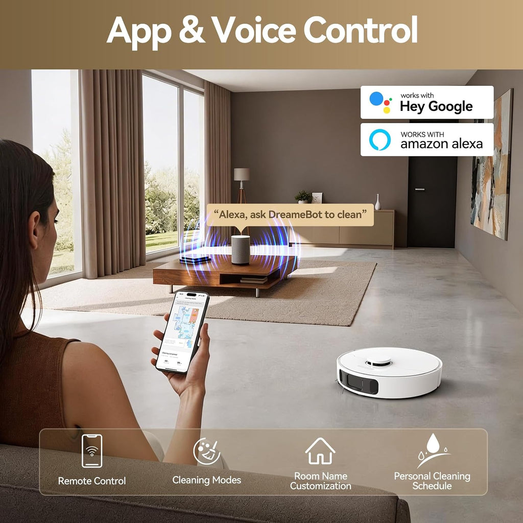 DREAME Govac 401 Robot Vacuum and Mop Combo, 100 Days Self-Emptying Robotic Vacuum, 15,000Pa Suction, Auto Mop Wash & Heat Dry, 10.5mm Auto-Lift Robot Vacuum Cleaner for Pet Hair/Carpet/Hard Floor