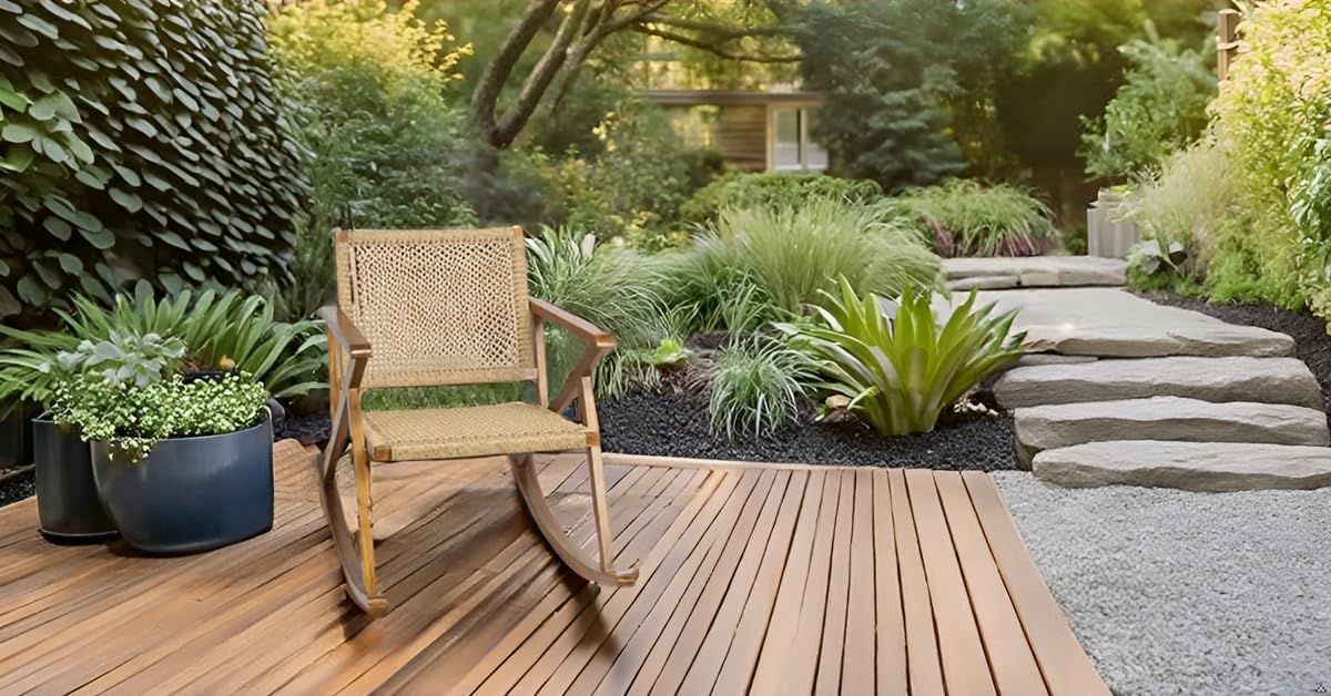 TeakCraft Teak Rocking Chair with Rattan Seat for Adults, Indoor & Outdoor Rocking Chair, Accent Chair, Durable for Patio, Porch, Garden, Living Room, Nursery, Balcony, All Season, The Alinda