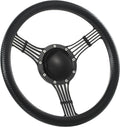 14'' Billet Banjo Half Wrap Steering Wheel with 9 Bolts 2'' Dish and Horn Button (Carbon Vinyl)