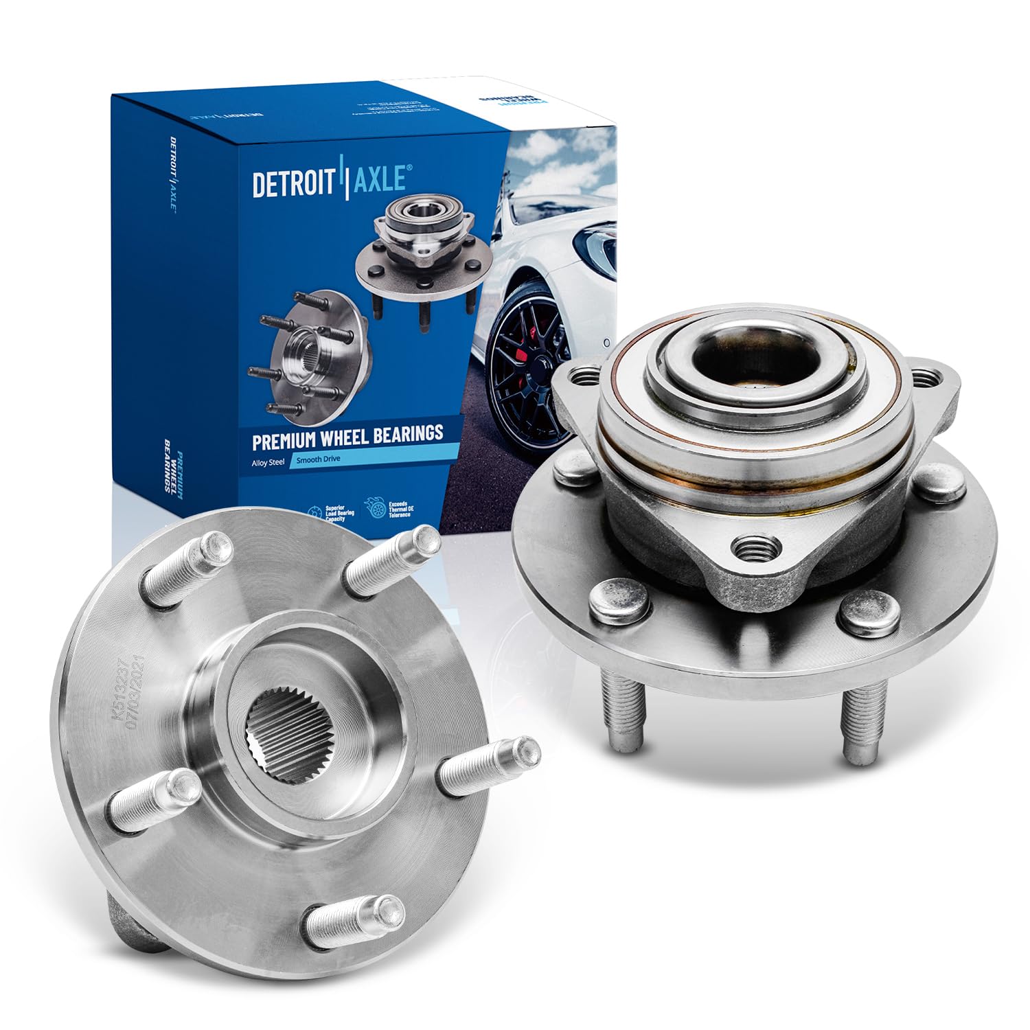 Detroit Axle - Front 2pc Wheel Bearing Hubs for 2006 2007 2008 Chevy HHR, 2 Wheel Bearing and Hubs Assembly Replacement