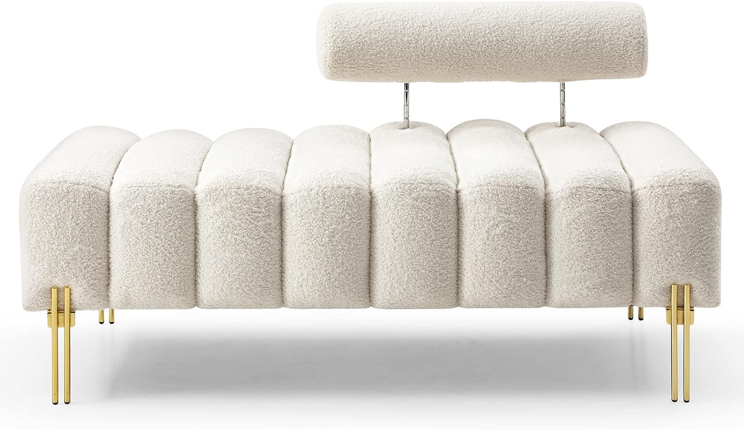NIOIIKIT 53.2' Modern Loveseat Sofa Couch, Upholstered Accent Sofa with Golden Legs and Adjustable Backrest, Small Teddy Fleece Couches for Bedroom, Living Room, Compact Small Space (Beige Teddy)