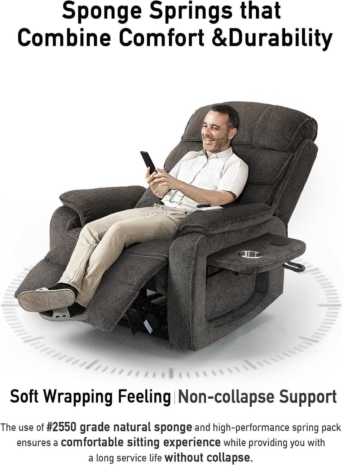 Large Power Lift Lazy Boy Recliner Chair with Heated and Massage, Upgraded Dual Motor Lay Flat Recliners, 25in Extra Wide Seat, Cup Holder, Side Pocket