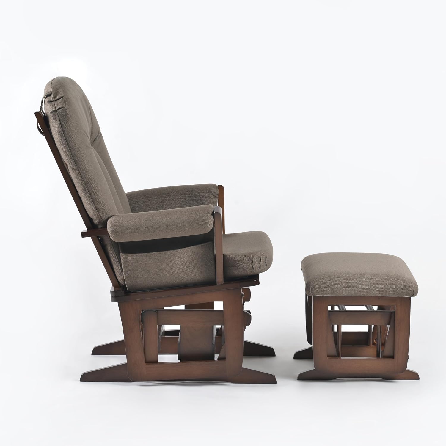 Joli Deluxe Glider Chair and Ottoman Set (Anthacite Fabric and Walnut Frame)